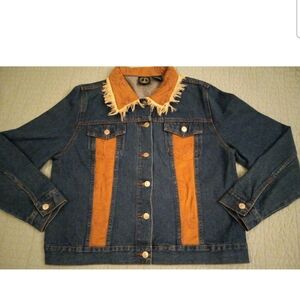 Lighthouse Apparel Denim and Faux Suede Intricate Long Sleeve Jacket